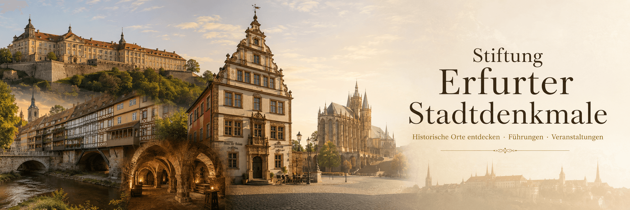 Banner eines Kultur-Demoshops mit historischer Stadtansicht